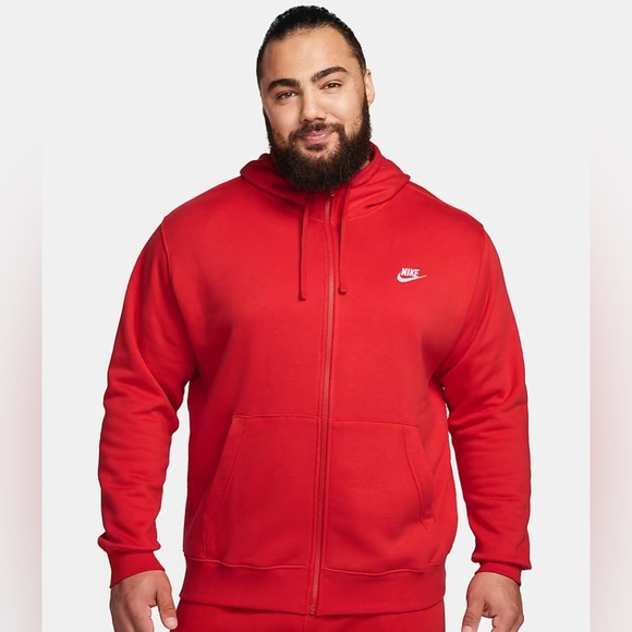 Nike Other - Nike Sportswear Fleece Red Full-Zip Hoodie